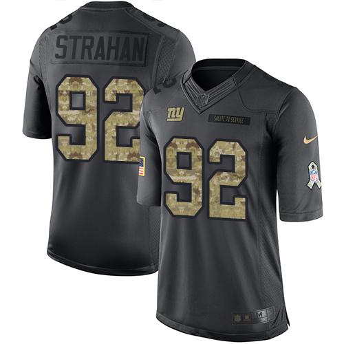 Nike Giants #92 Michael Strahan Black Youth Stitched NFL Limited 2016 Salute to Service Jersey